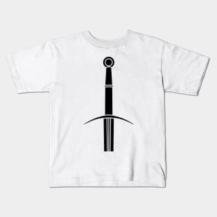 Hand and a Half Sword Garnish / Bastard Sword (Black) Kids T-Shirt